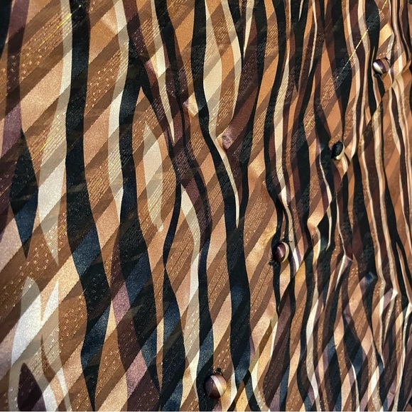 Yves St Clair Semi Sheer Brown Long Sleeved Blouse with golden metallic thread - Picture 3 of 8